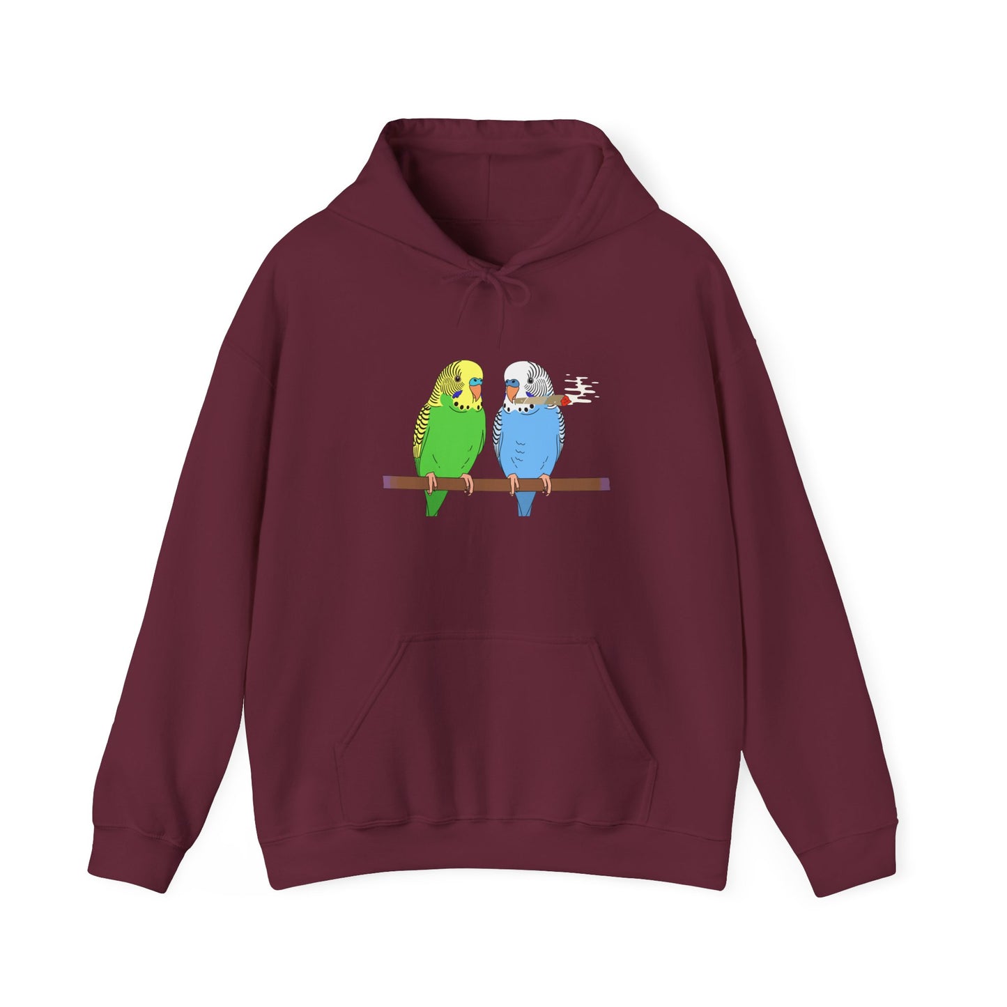 2 Birds 1 Stoned Hoodie – Cute Paired Budgerigar Bird Graphic Sweatshirt