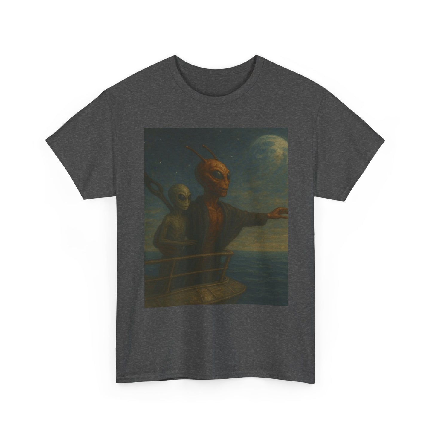 Vintage Gothic Painting Tee — Moonlit Ghost Ship Art T-Shirt