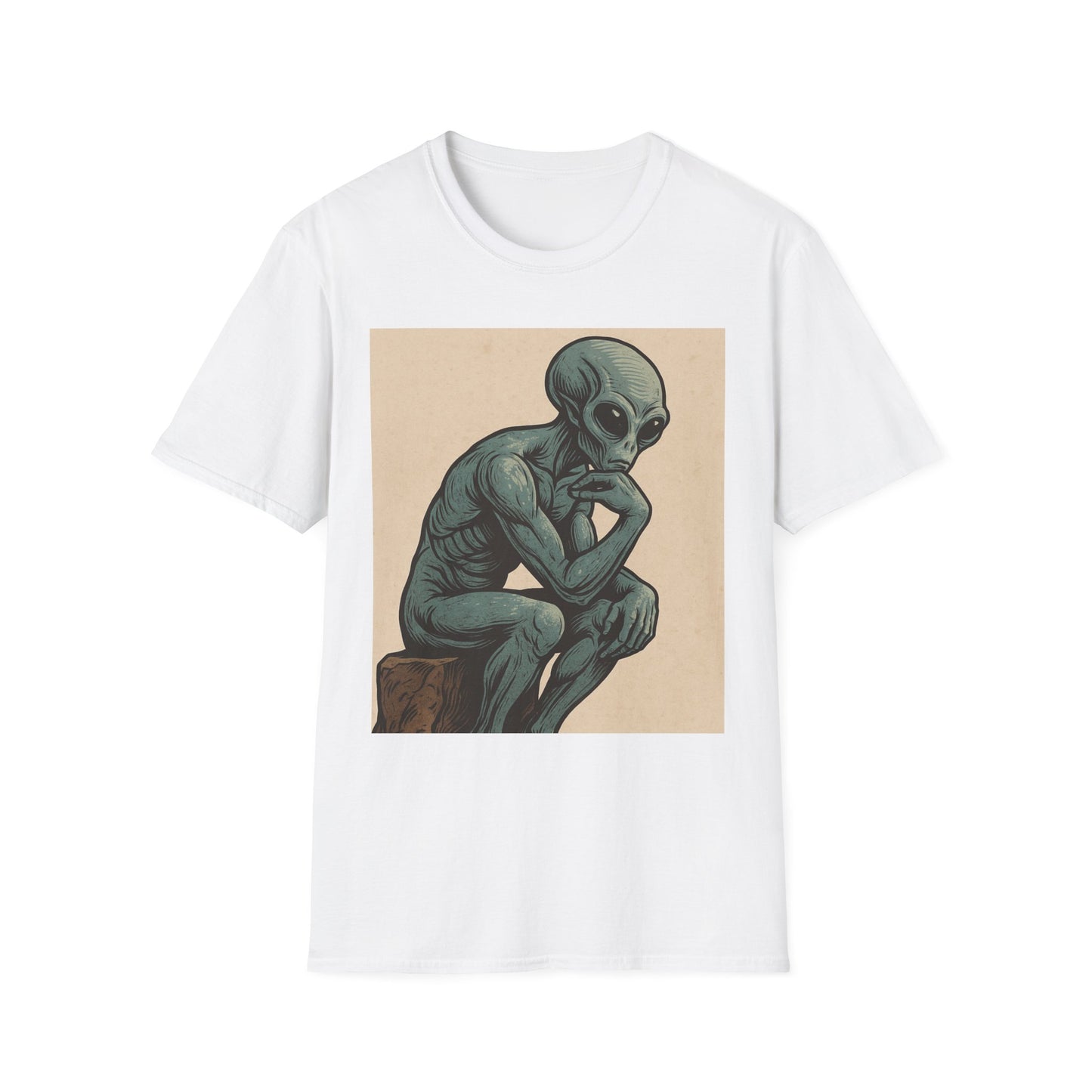 Alien Thinker T-Shirt — Retro Art Sci‑Fi Graphic Tee