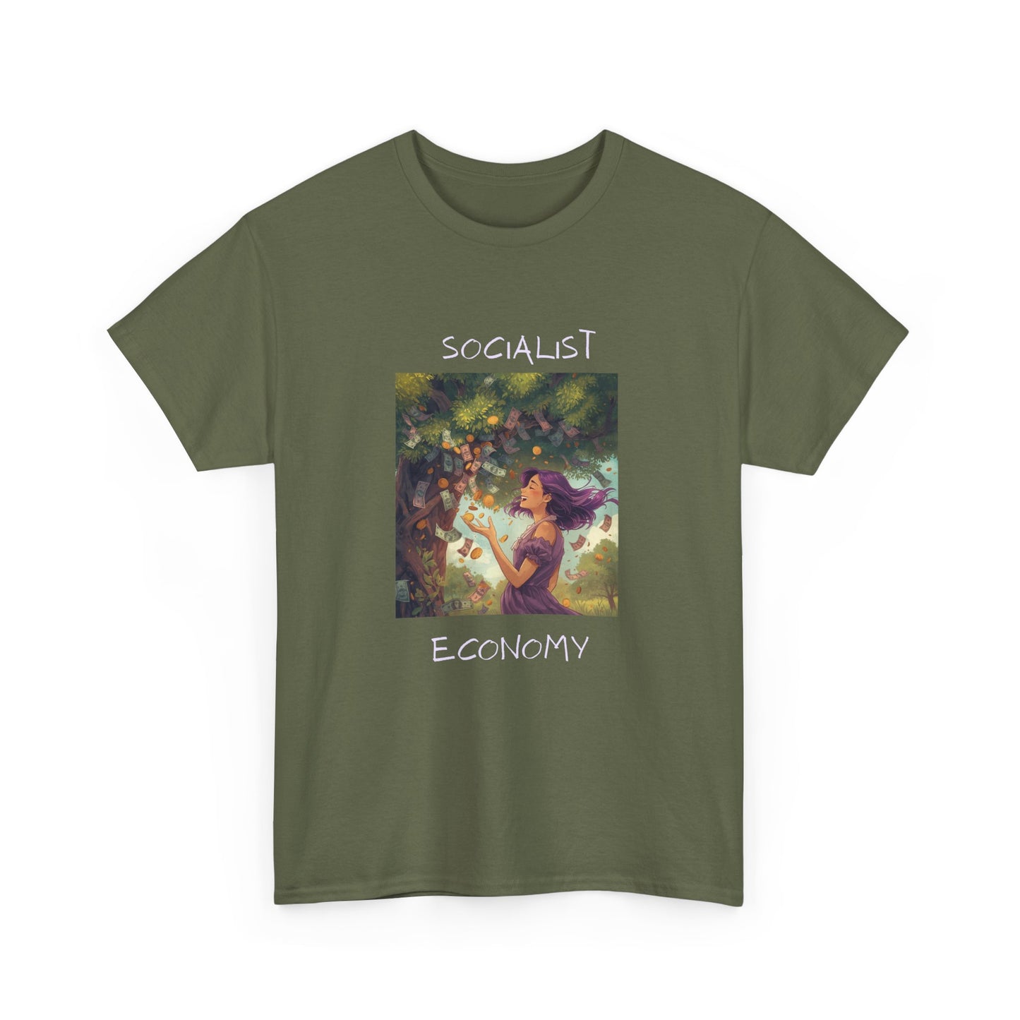 Socialist Economy Graphic Tee — Retro Fairy Illustration Political T‑Shirt