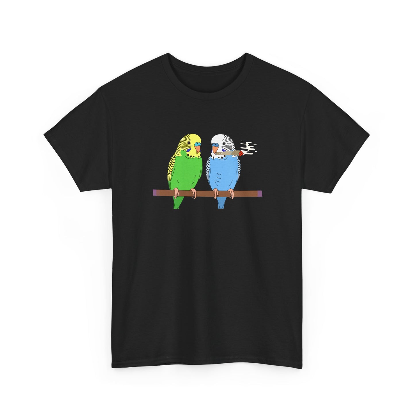 2 Birds 1 Stoned T-Shirt — Cute Parakeet Pair Graphic Tee