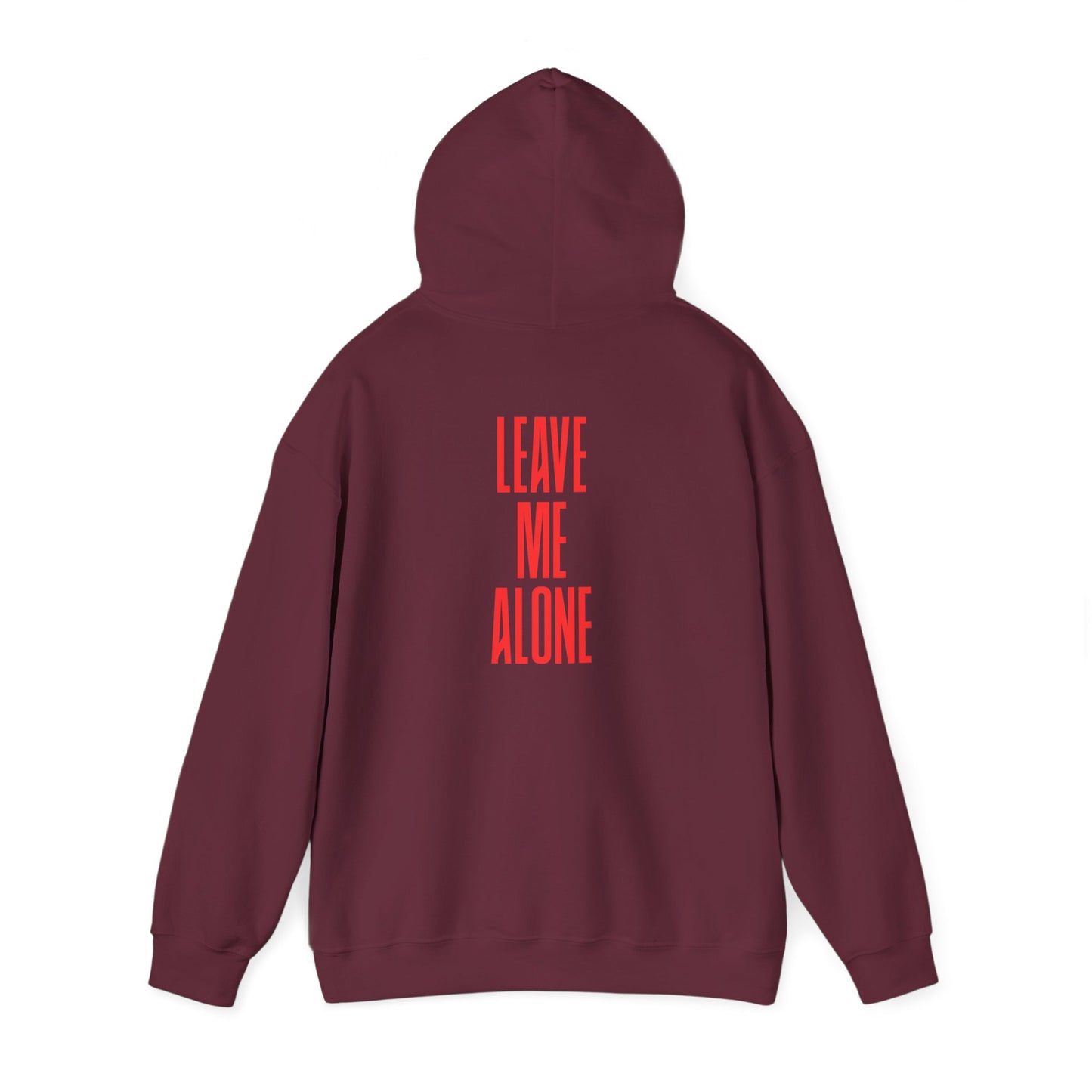 Leave Me Alone Hoodie — Minimal Pink Text Graphic Hooded Sweatshirt