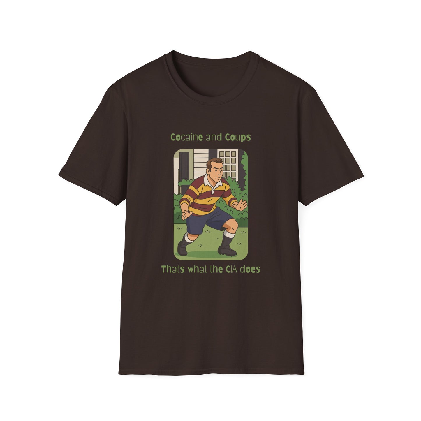 Rugby Player Illustration T-Shirt — 'Courage and Cupps' Vintage Sports Tee