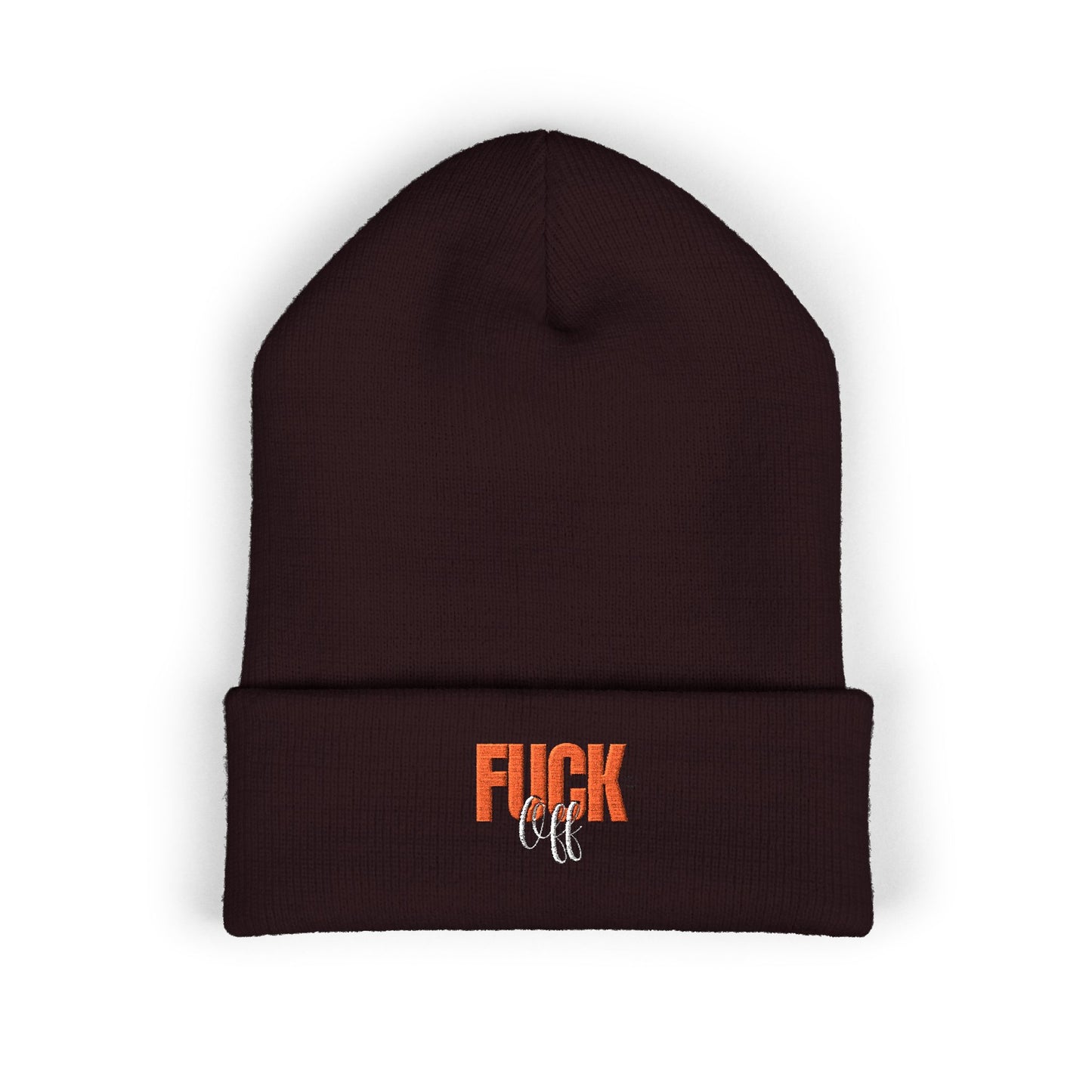 Embroidered 'Fury' Cuffed Beanie – Bold Yellow Knit Hat