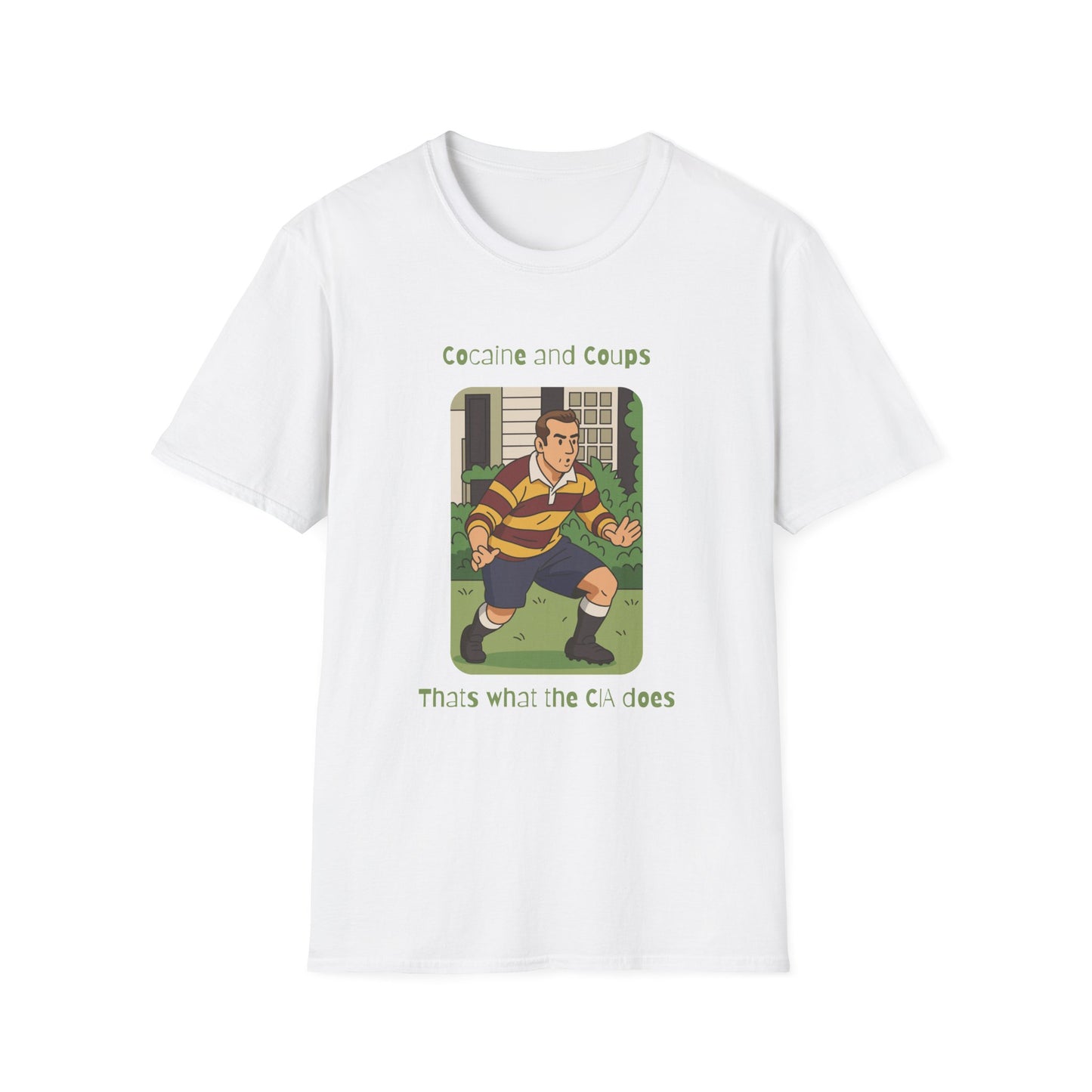 Rugby Player Illustration T-Shirt — 'Courage and Cupps' Vintage Sports Tee