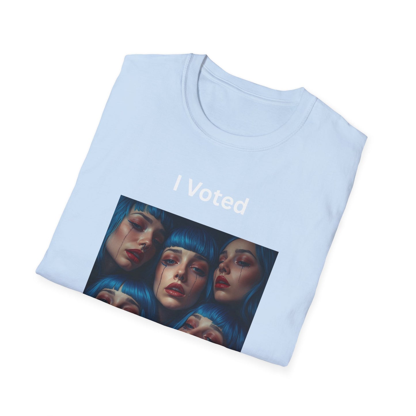 I Voted For This Graphic T-Shirt — Blue Hair Portrait Collage Tee