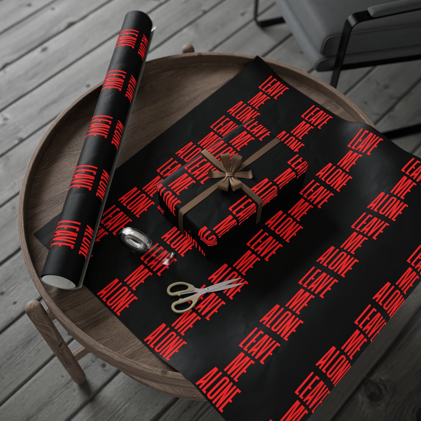 Wrapping Paper Roll — Black with Red Barcode Stripe Pattern, Modern Gift Wrap for Birthdays & Holidays