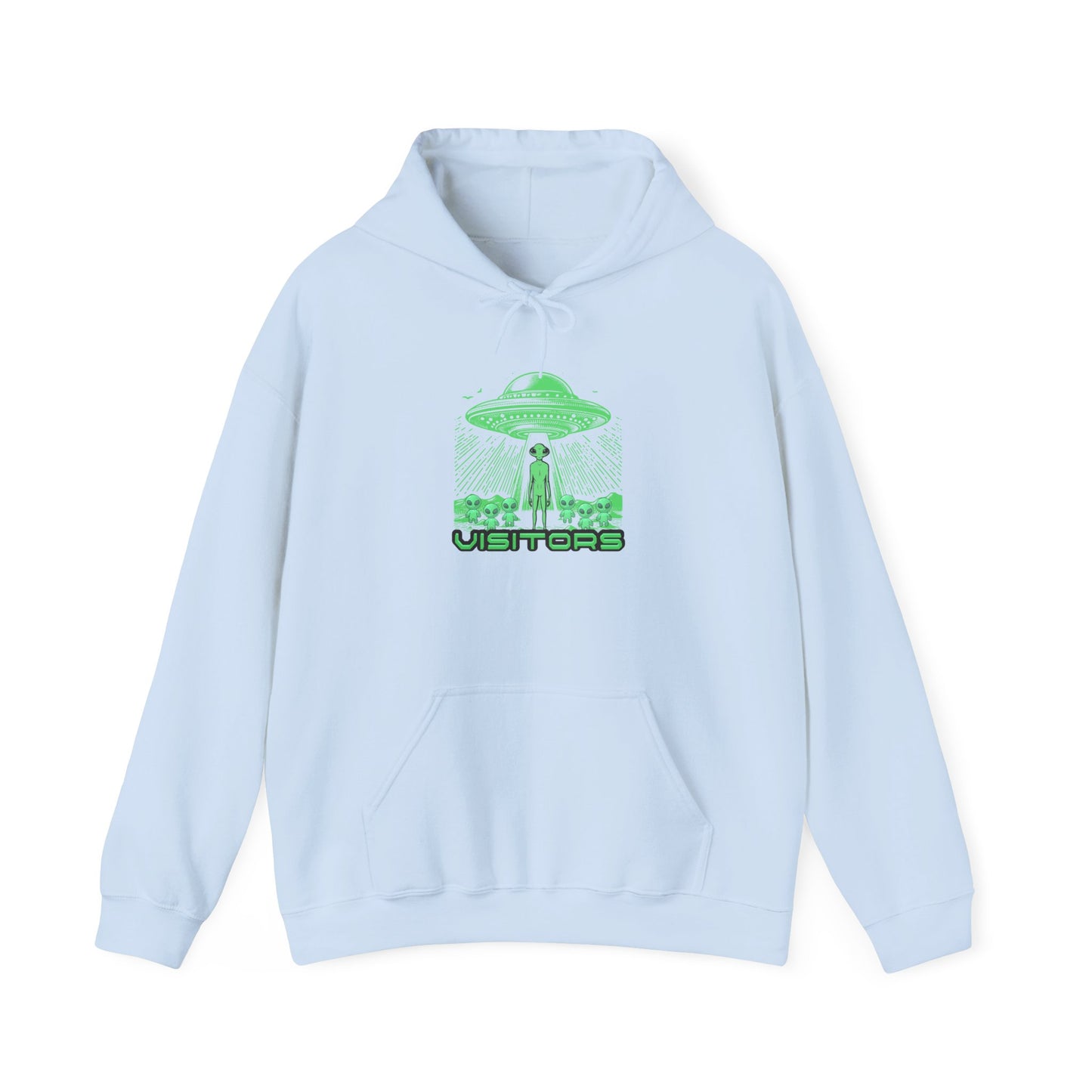 Alien Abduction Hoodie — "Visitors" Retro UFO Pullover