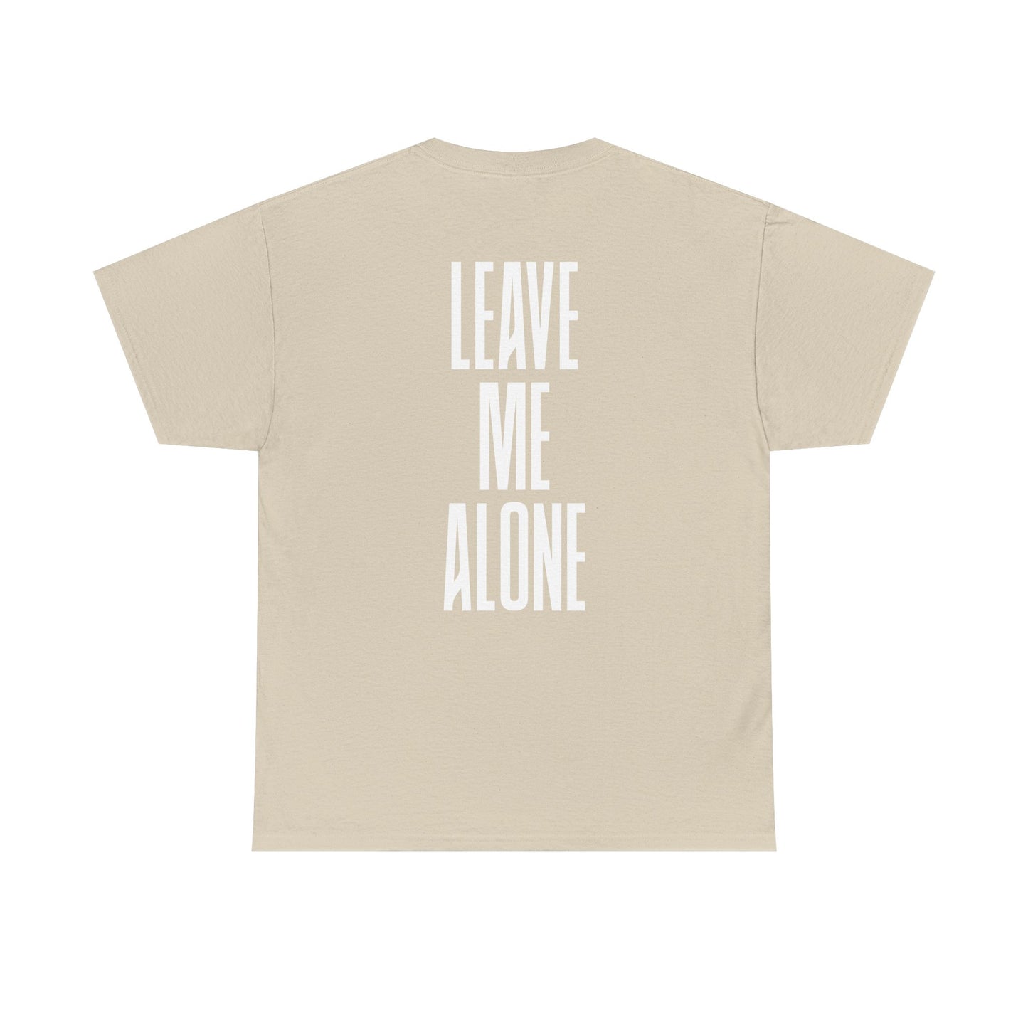 Leave Me Alone T‑Shirt — Bold Vertical Text Graphic Tee