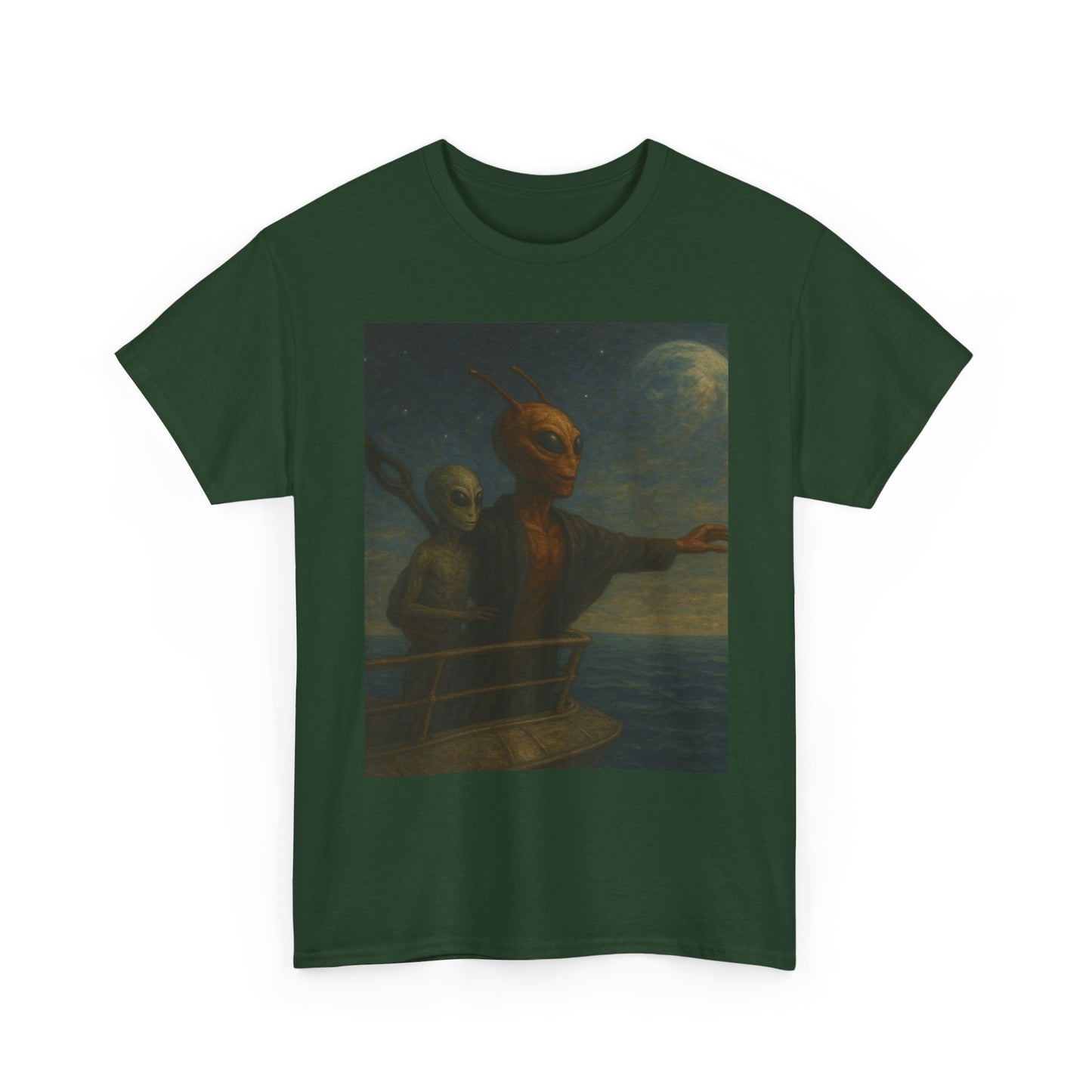 Vintage Gothic Painting Tee — Moonlit Ghost Ship Art T-Shirt