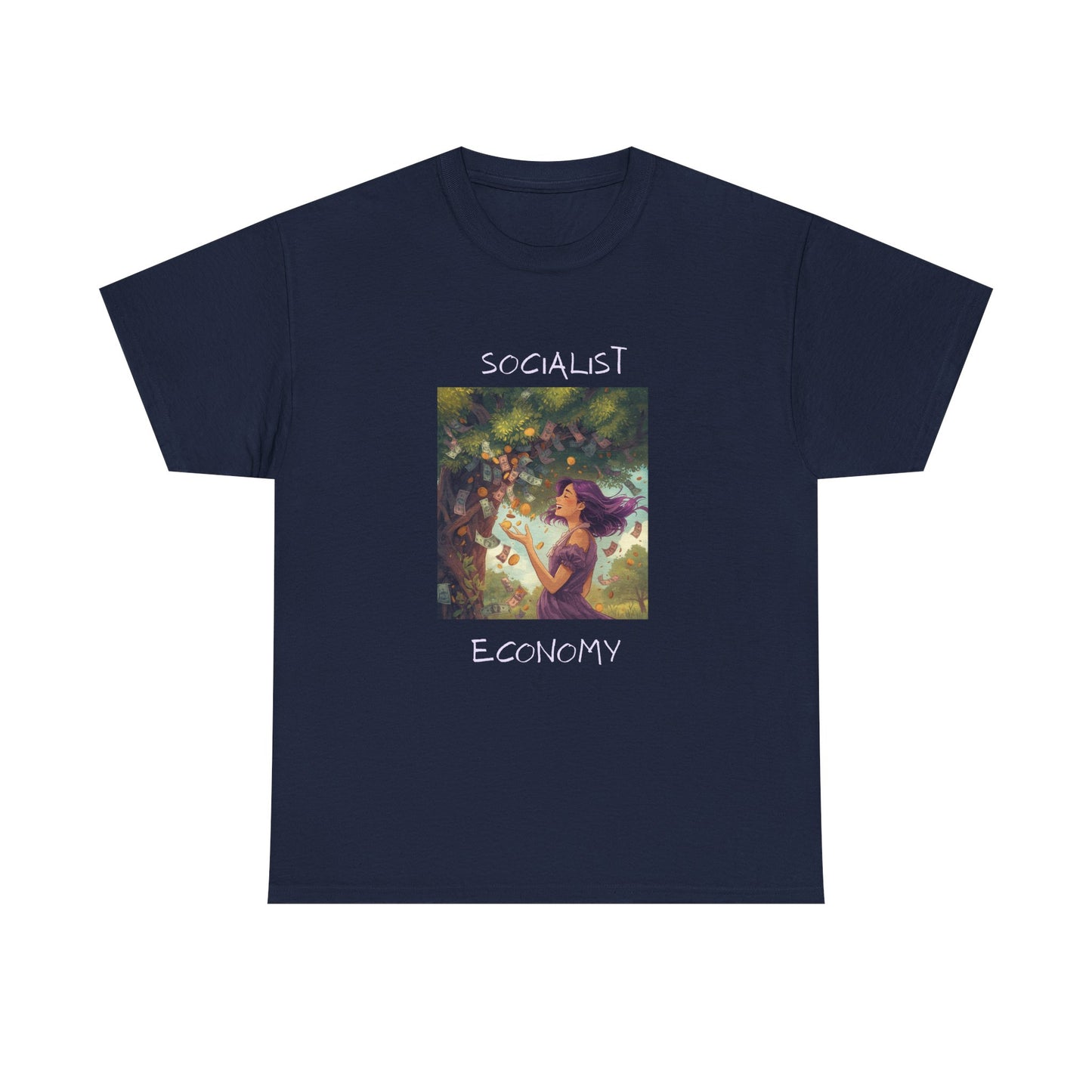 Socialist Economy Graphic Tee — Retro Fairy Illustration Political T‑Shirt