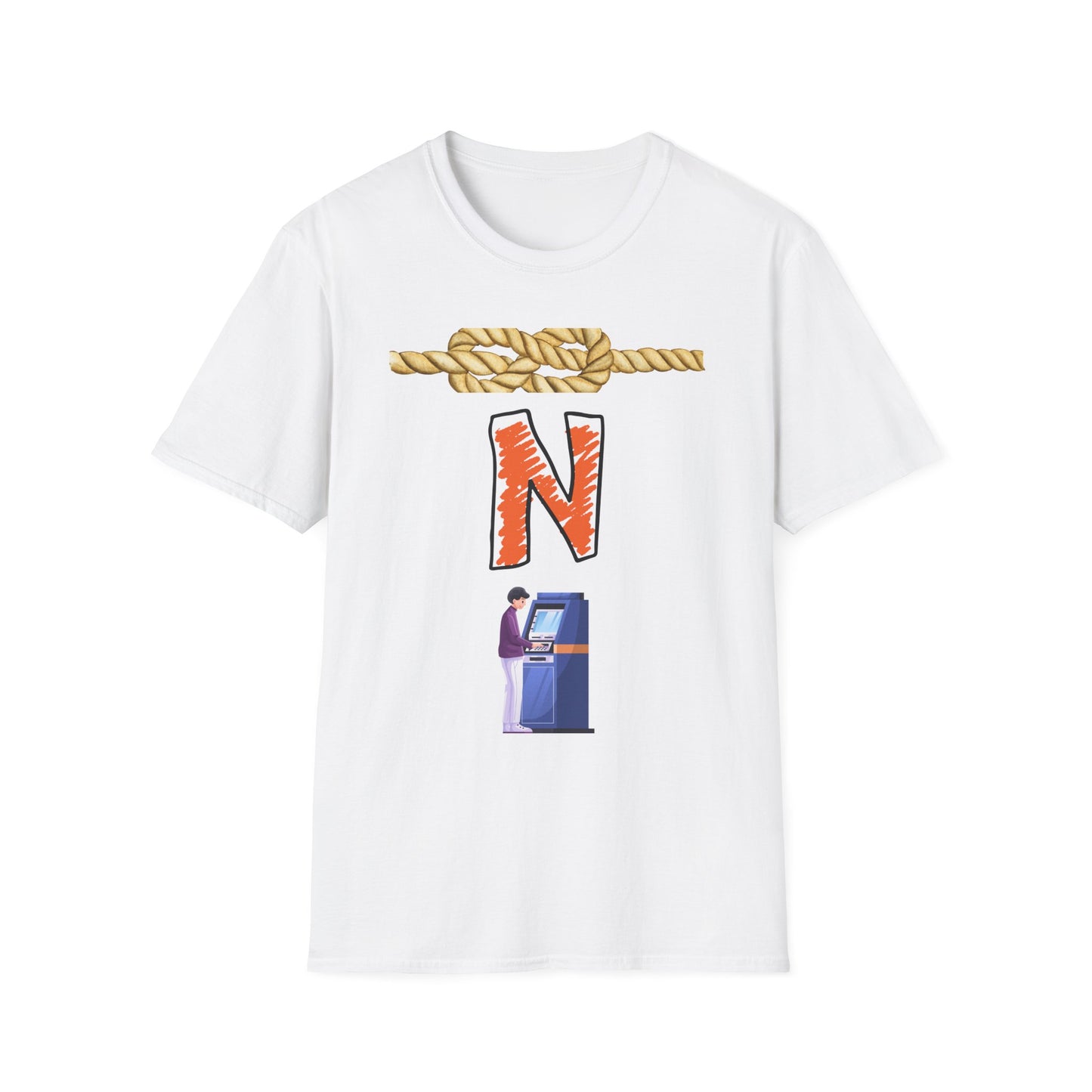 N Letter Graphic T-Shirt — Nautical Rope & Arcade Gamer Design