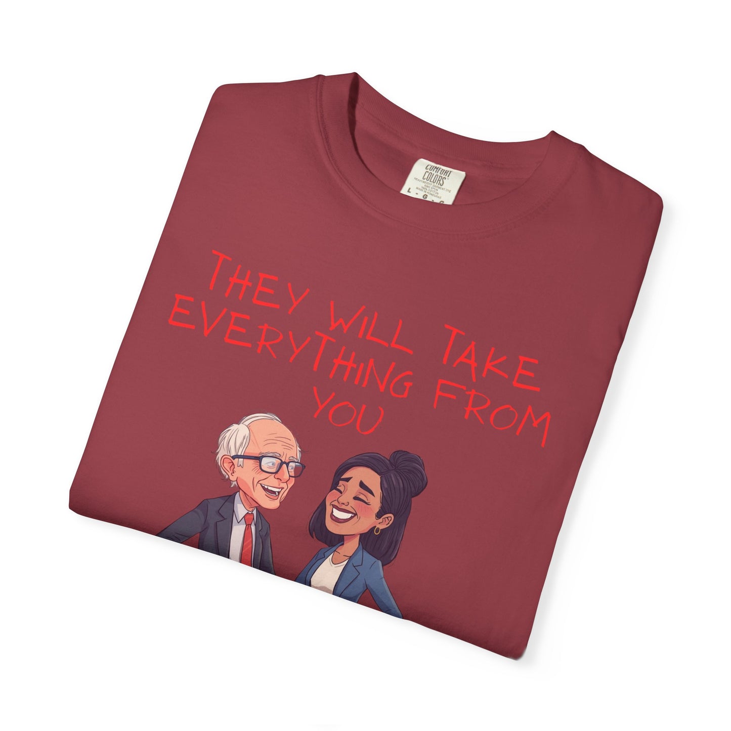 T-Shirt — 'They Will Take Everything From You But Your Job' Cartoon Duo Graphic Tee
