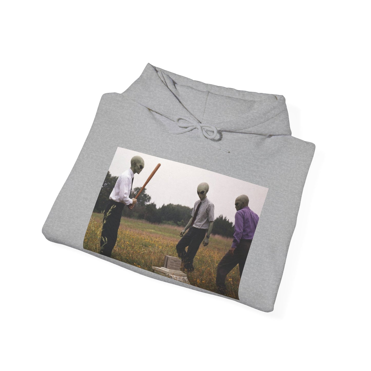 Hoodie — Vintage Field Photo Crew Baseball Bat Retro Graphic Hoodie