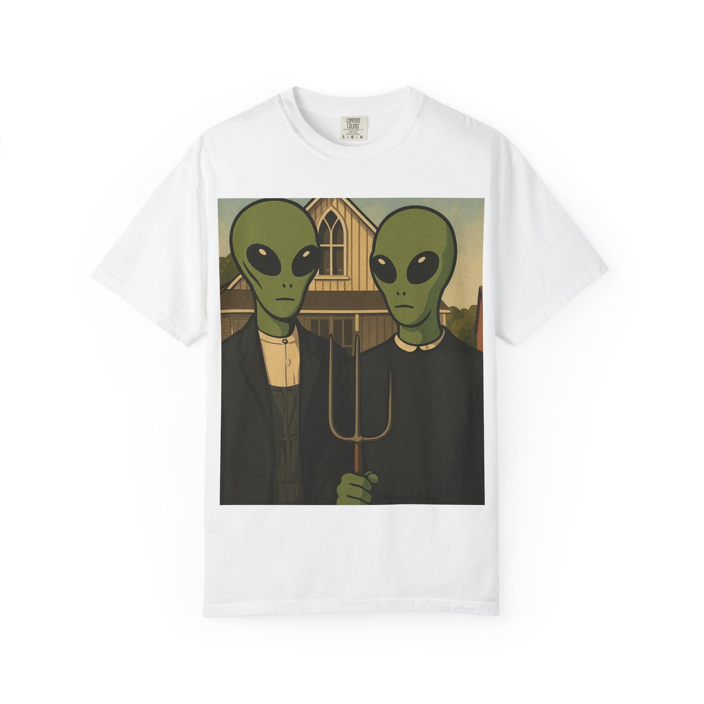 Alien Gothic T-Shirt — Parody of American Gothic Art