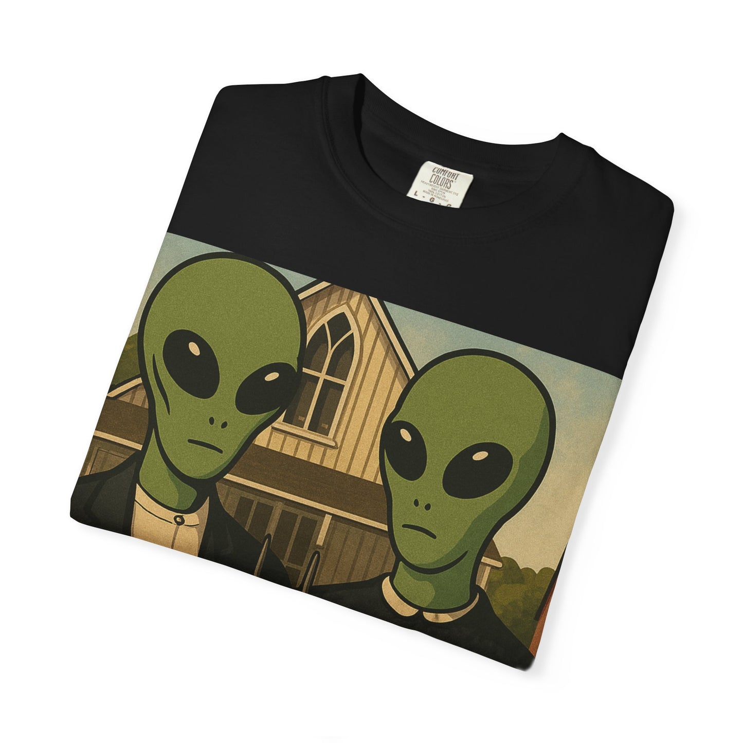 Alien Gothic T-Shirt — Parody of American Gothic Art