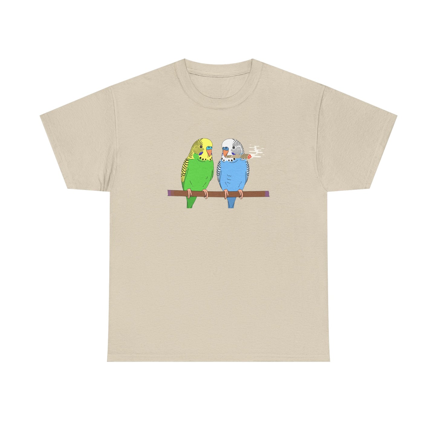 2 Birds 1 Stoned T-Shirt — Cute Parakeet Pair Graphic Tee
