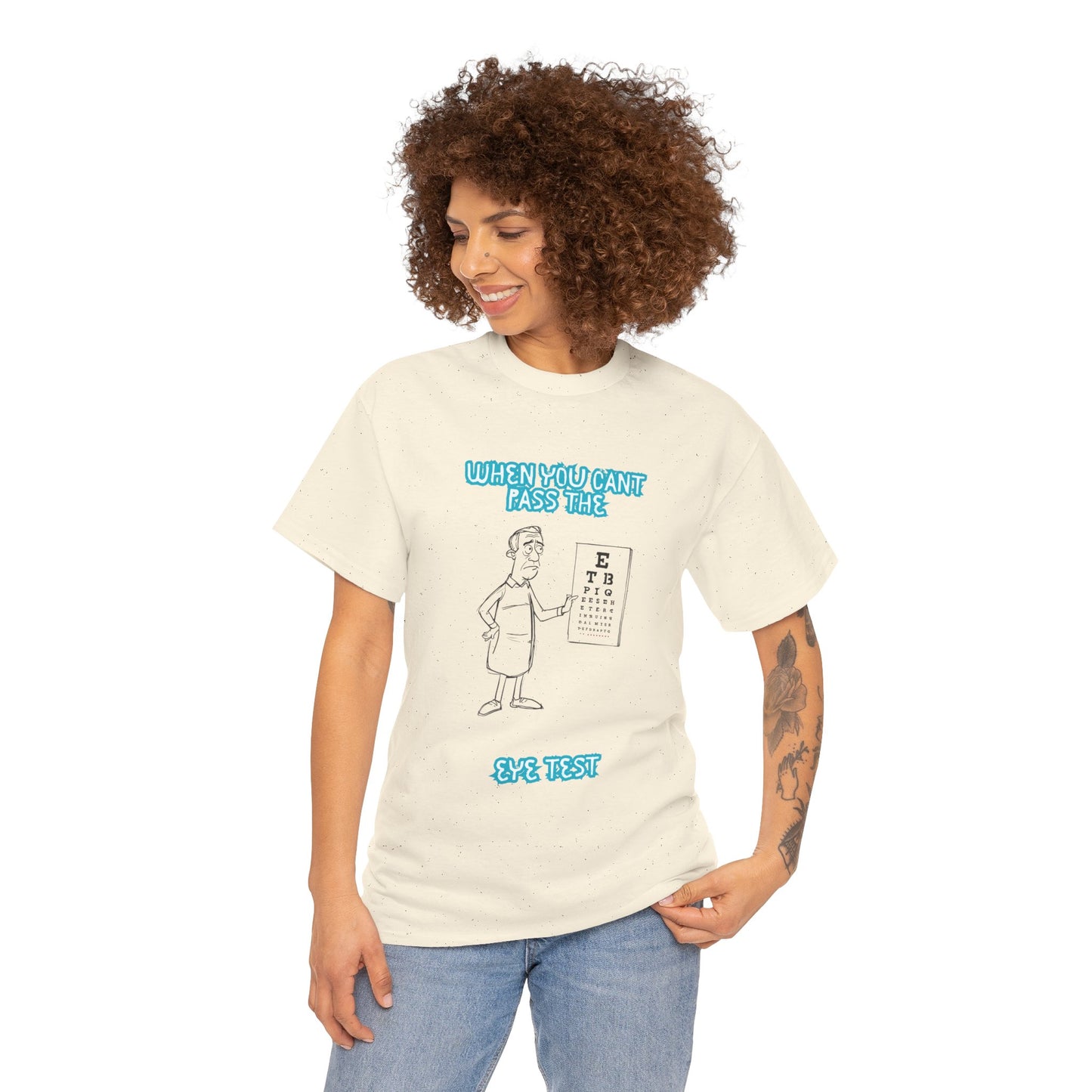 Eye Test Graphic Tee — Funny Optometrist Cartoon Shirt (When You Can't Read The Eye Test)