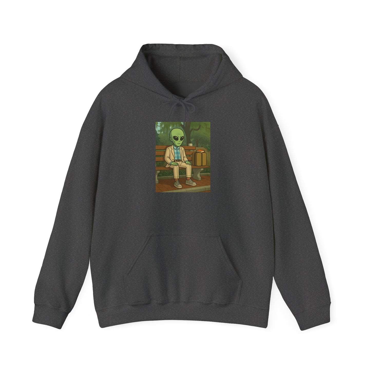 Gump Hoodie – Retro Green Alien Illustration Pullover