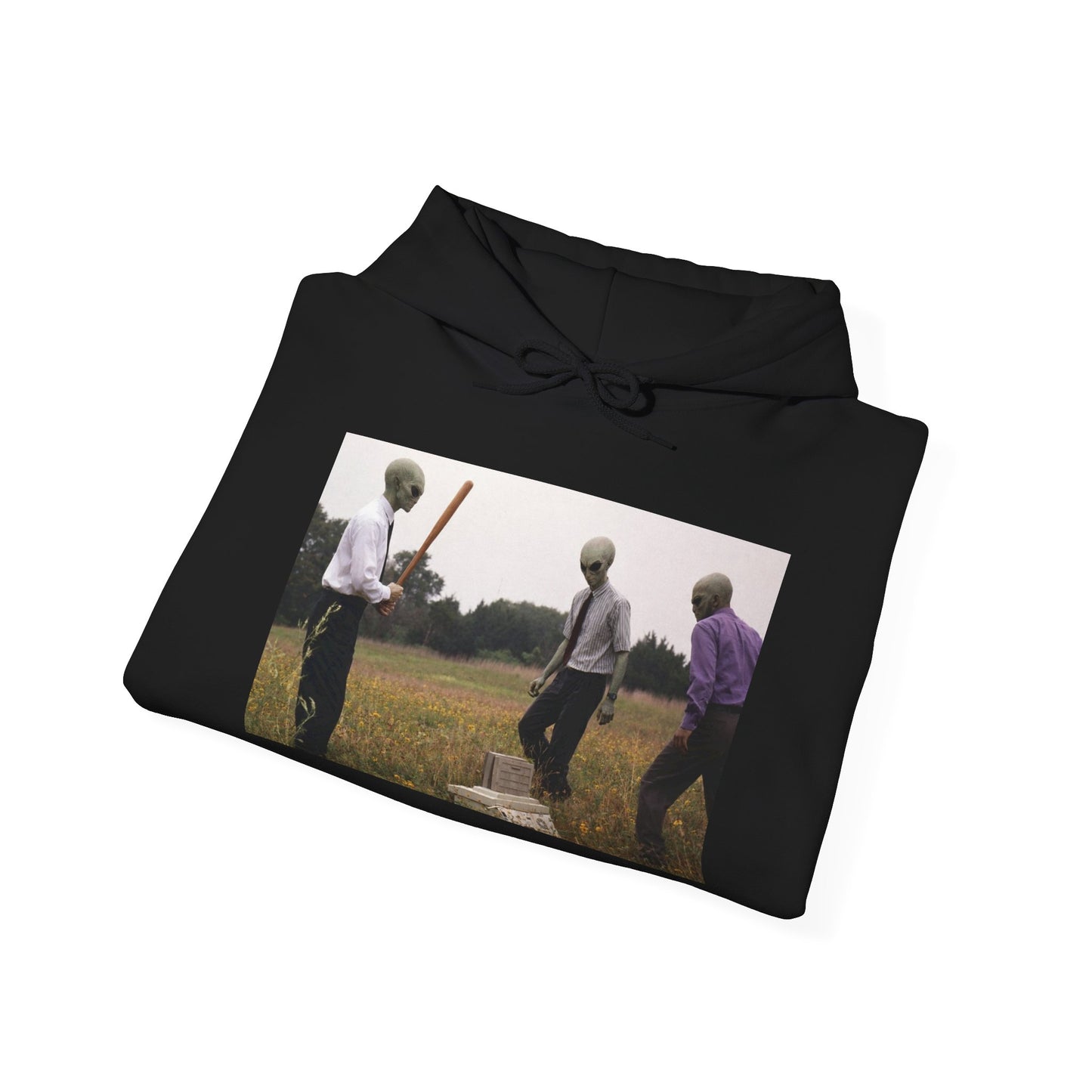 Hoodie — Vintage Field Photo Crew Baseball Bat Retro Graphic Hoodie