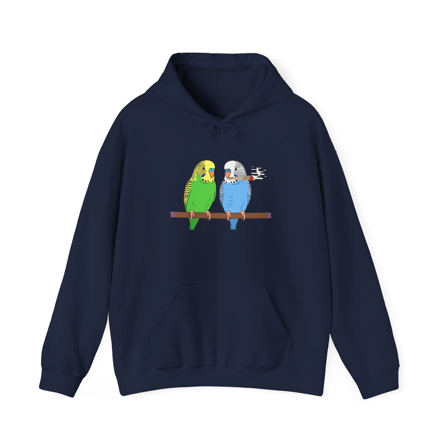 2 Birds 1 Stoned Hoodie – Cute Paired Budgerigar Bird Graphic Sweatshirt