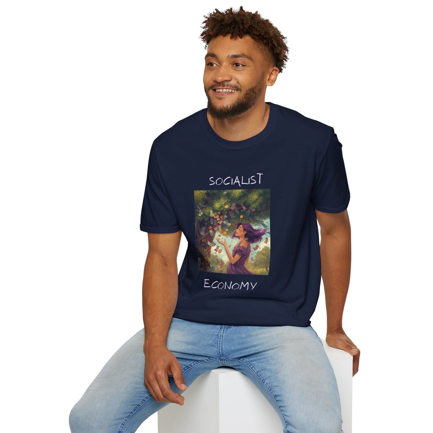 Socialist Economy Graphic T-Shirt — Whimsical Nature Illustration