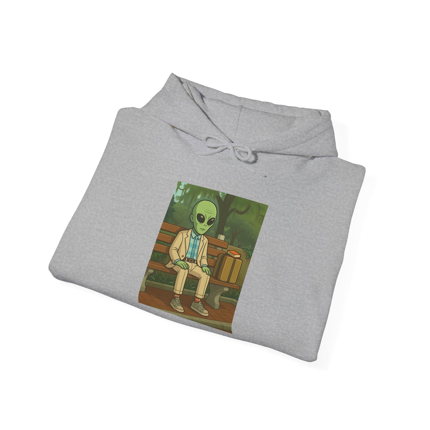 Gump Hoodie – Retro Green Alien Illustration Pullover