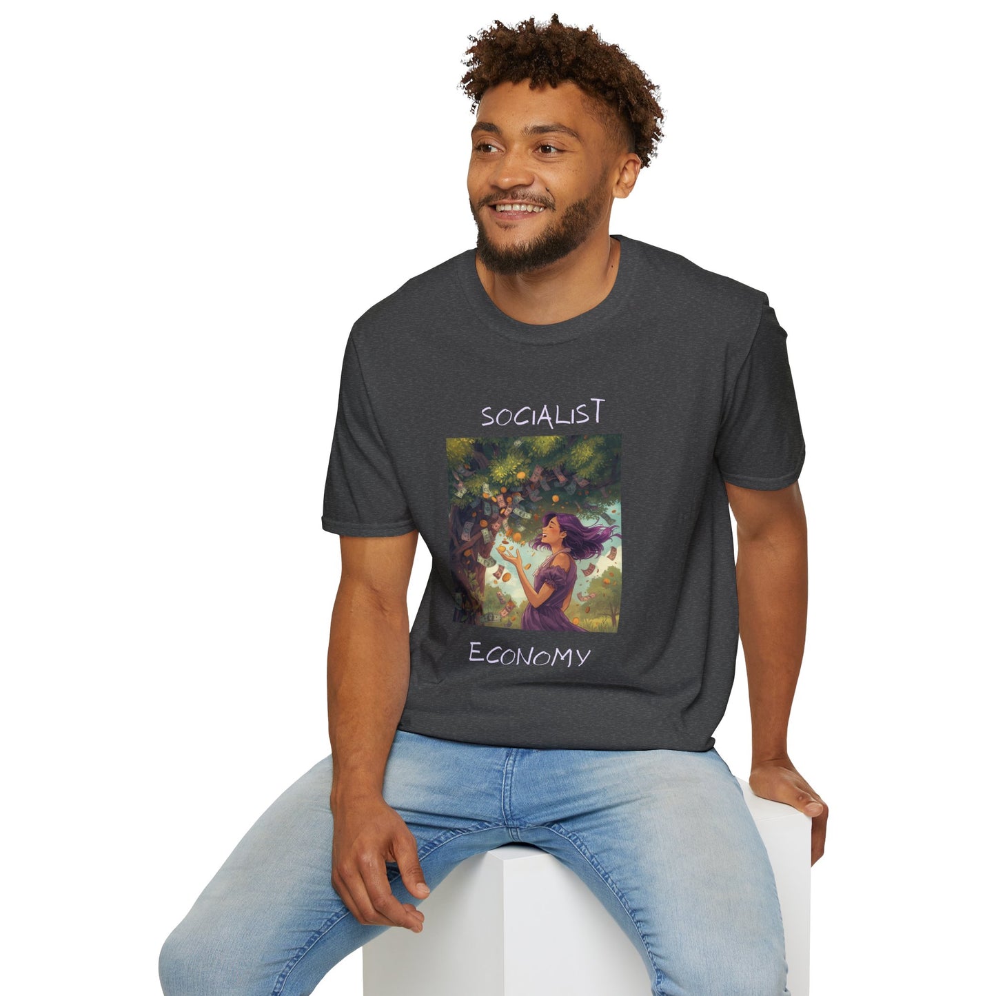Socialist Economy Graphic T-Shirt — Whimsical Nature Illustration