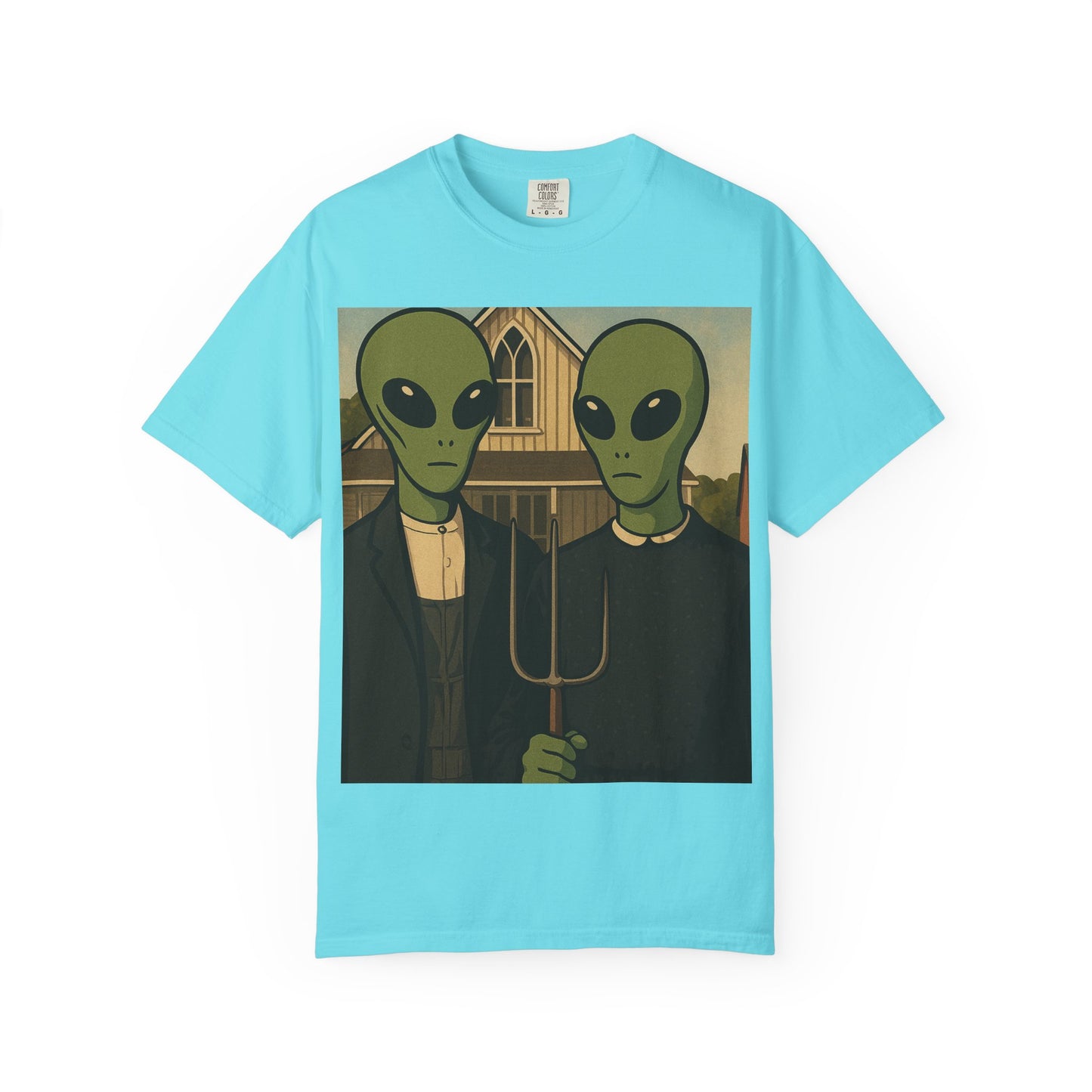 Alien Gothic T-Shirt — Parody of American Gothic Art