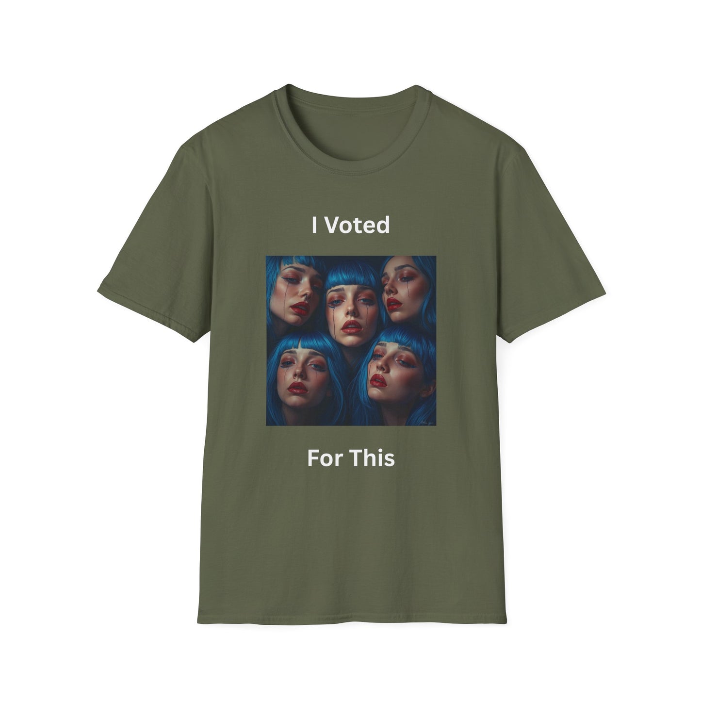 I Voted For This Graphic T-Shirt — Blue Hair Portrait Collage Tee