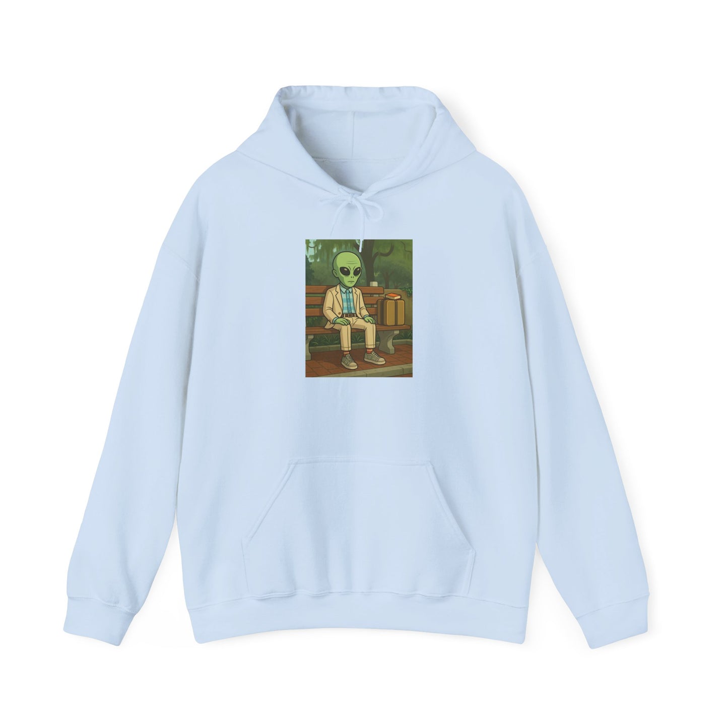 Gump Hoodie – Retro Green Alien Illustration Pullover