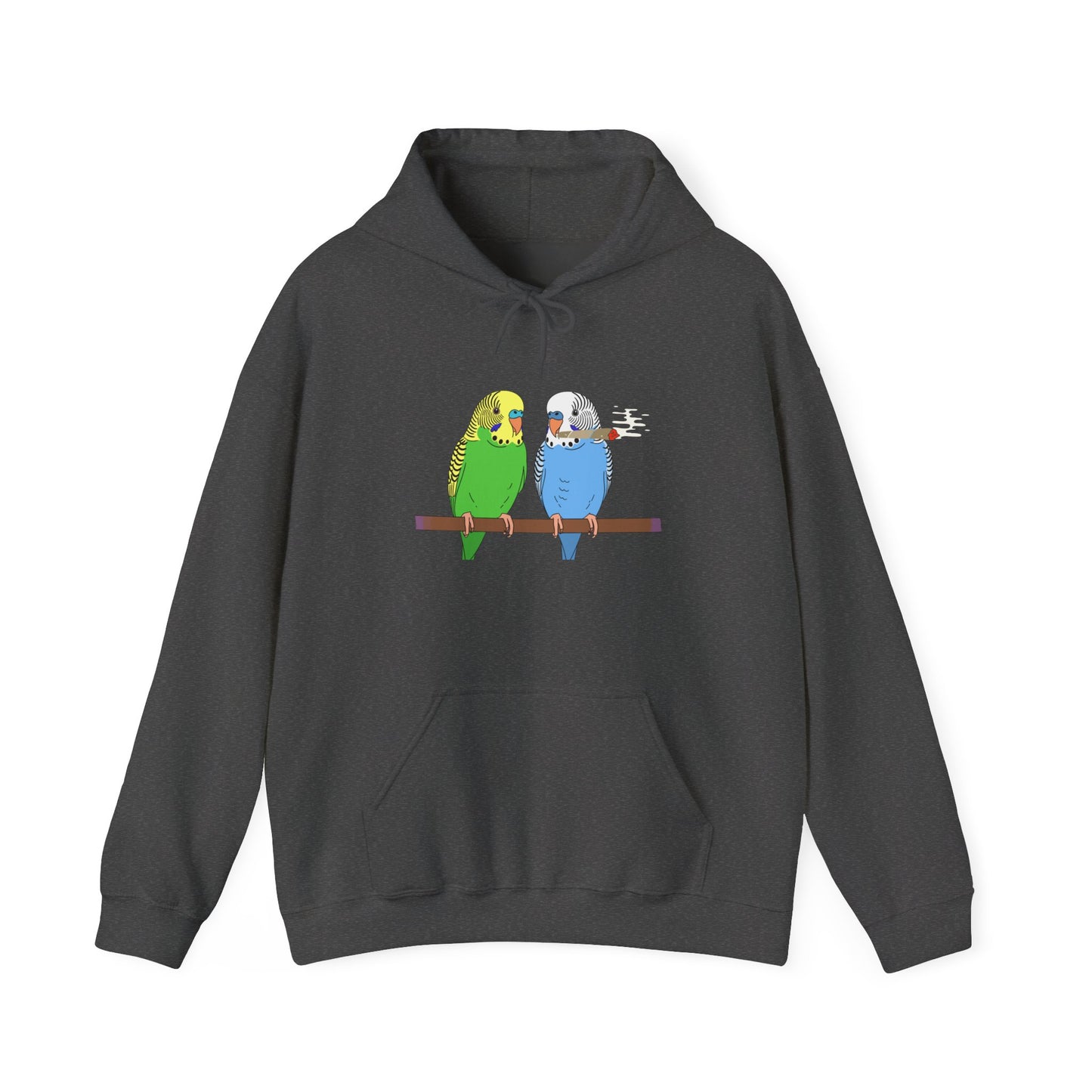 2 Birds 1 Stoned Hoodie – Cute Paired Budgerigar Bird Graphic Sweatshirt