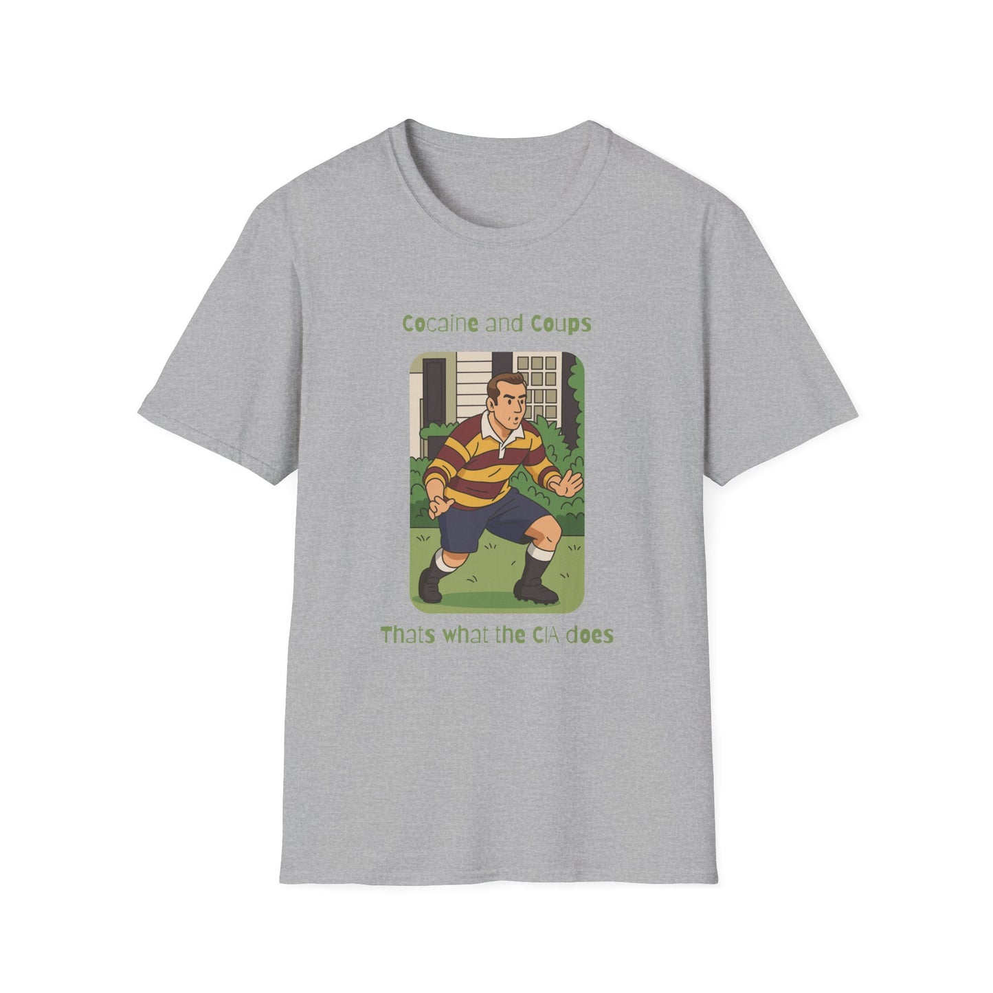 Rugby Player Illustration T-Shirt — 'Courage and Cupps' Vintage Sports Tee