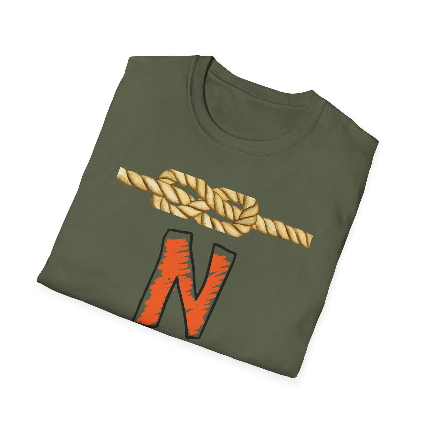 N Letter Graphic T-Shirt — Nautical Rope & Arcade Gamer Design