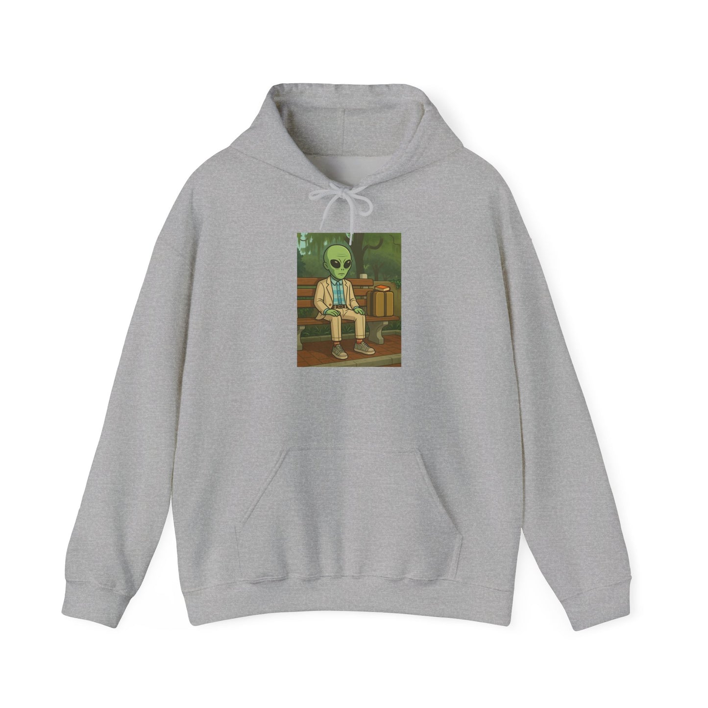 Gump Hoodie – Retro Green Alien Illustration Pullover