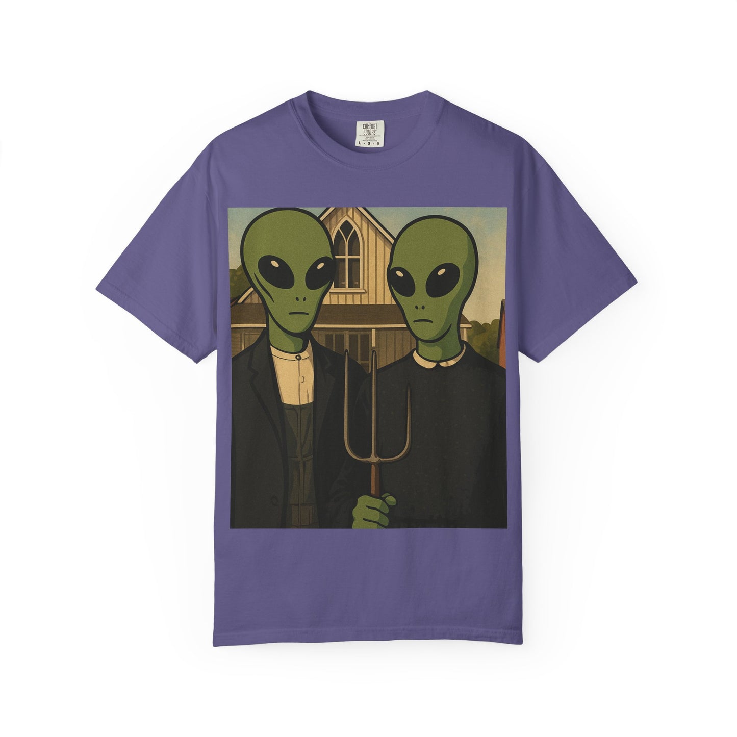 Alien Gothic T-Shirt — Parody of American Gothic Art