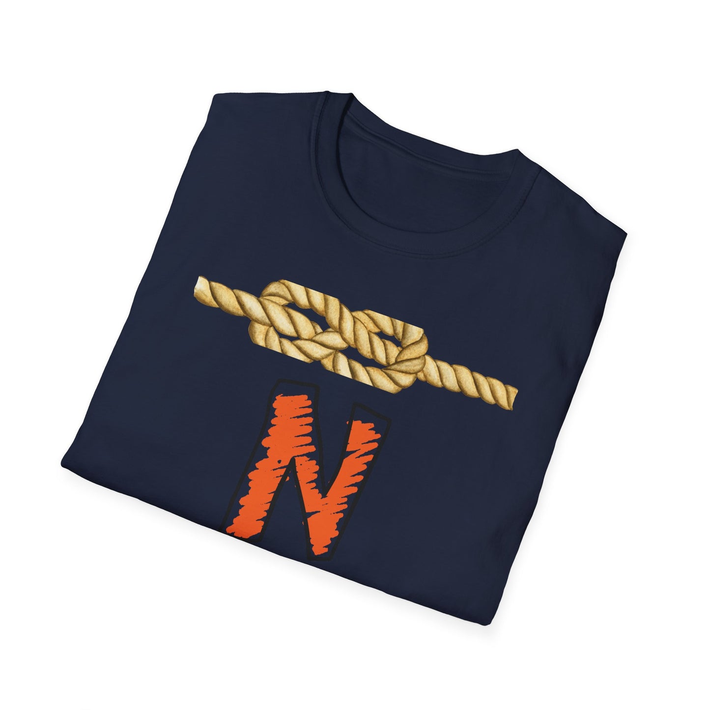 N Letter Graphic T-Shirt — Nautical Rope & Arcade Gamer Design