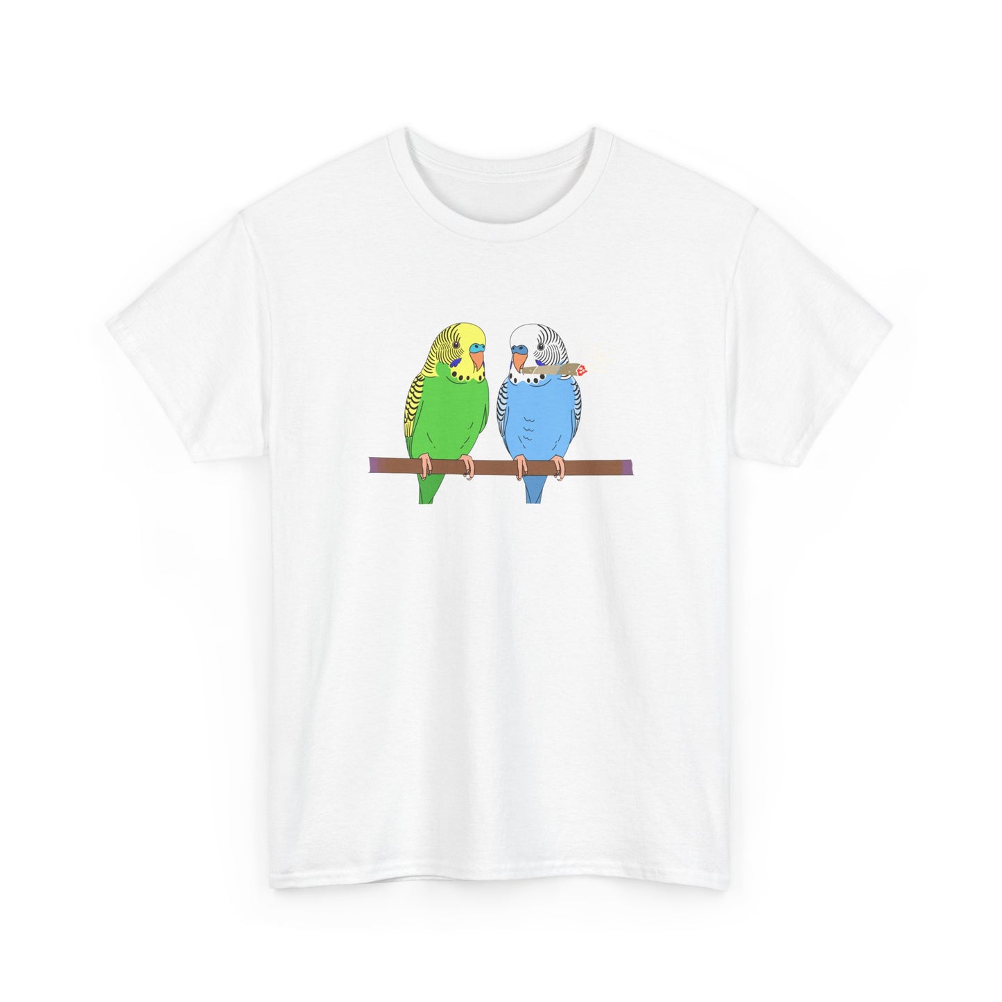 2 Birds 1 Stoned T-Shirt — Cute Parakeet Pair Graphic Tee
