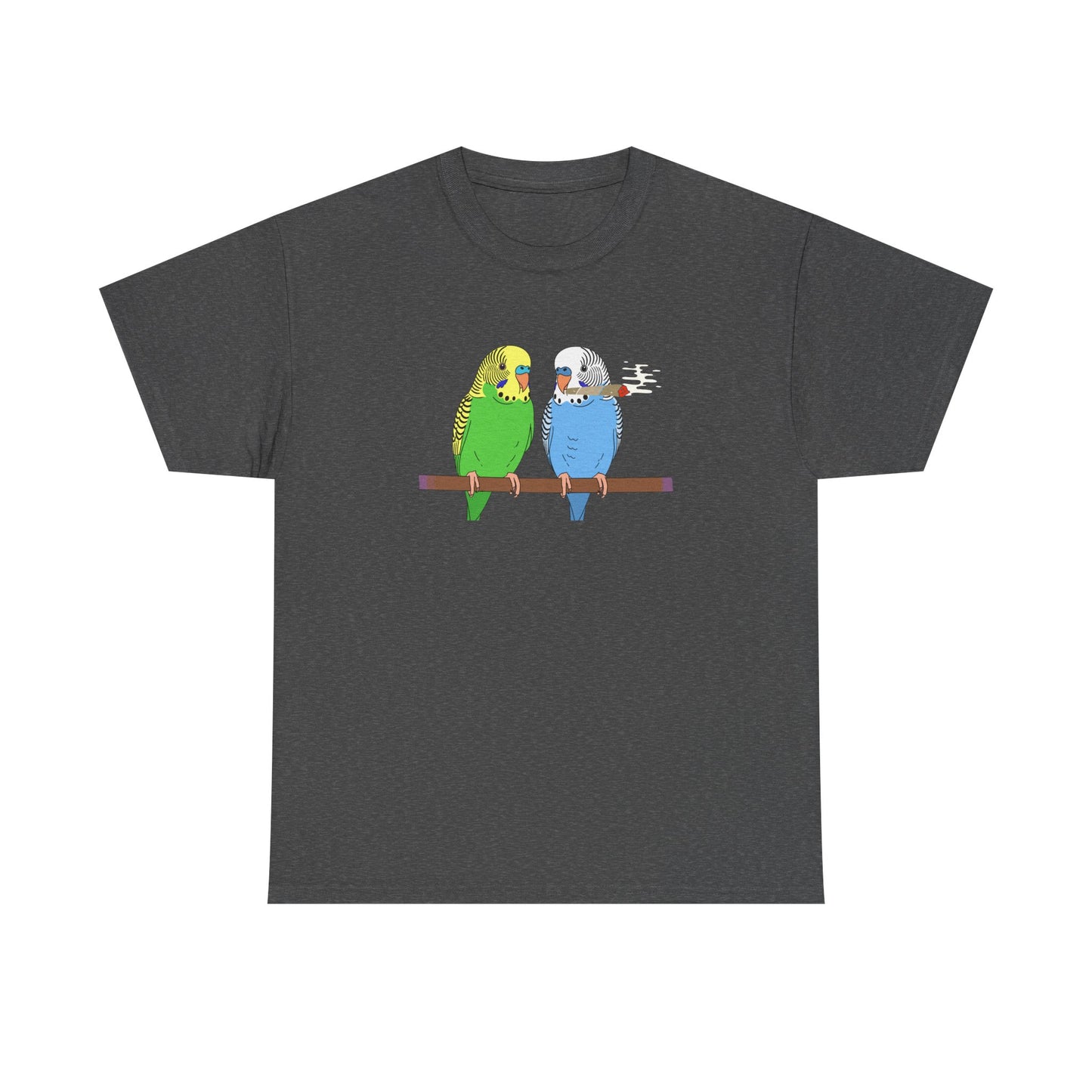 2 Birds 1 Stoned T-Shirt — Cute Parakeet Pair Graphic Tee