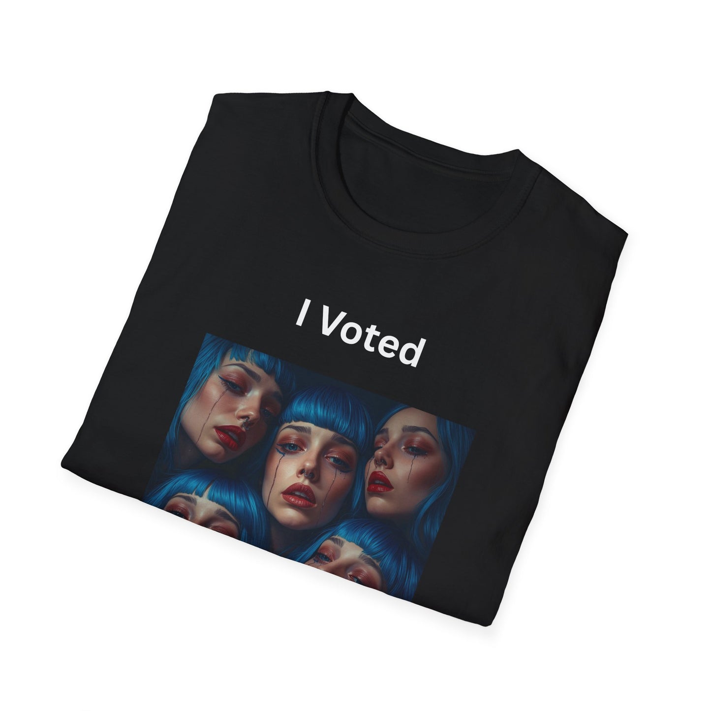 I Voted For This Graphic T-Shirt — Blue Hair Portrait Collage Tee