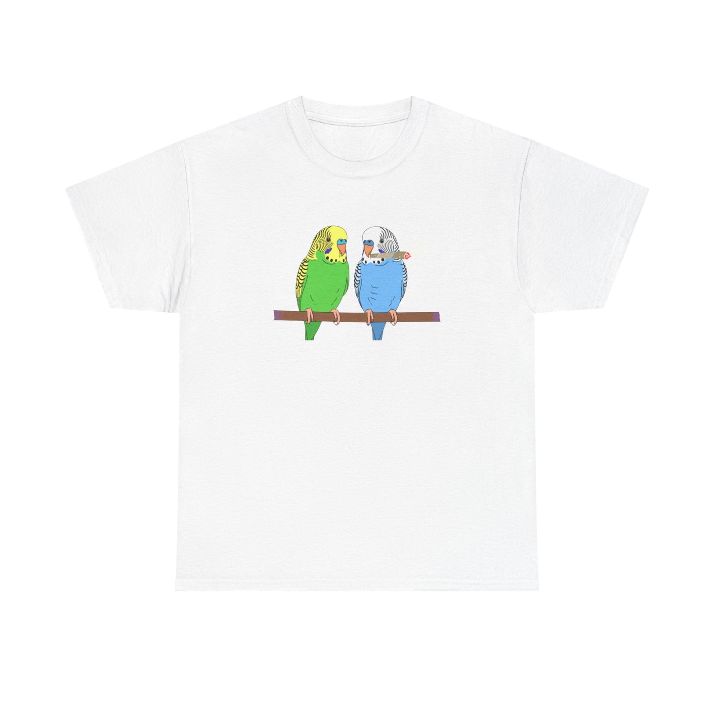 2 Birds 1 Stoned T-Shirt — Cute Parakeet Pair Graphic Tee
