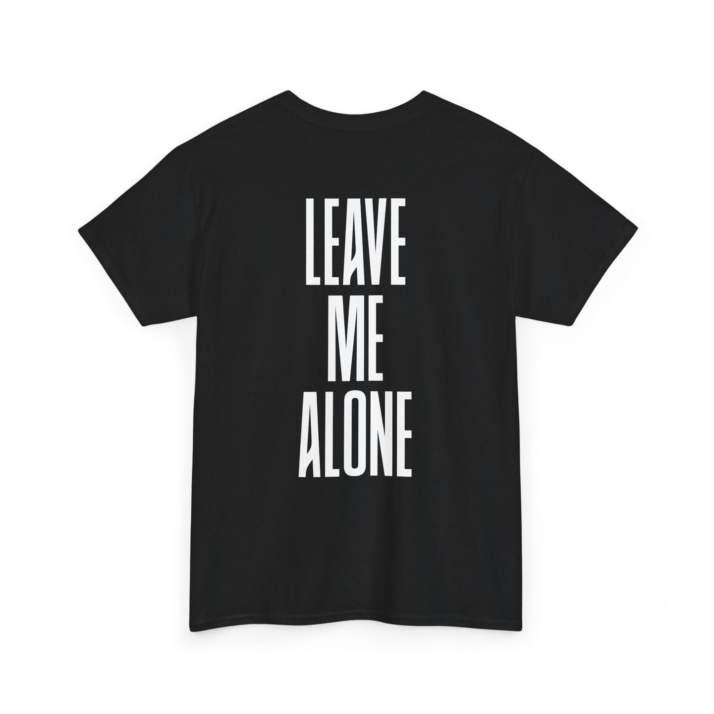 Leave Me Alone T‑Shirt — Bold Vertical Text Graphic Tee