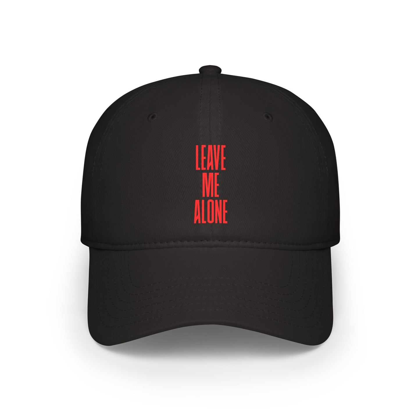 Low Profile Cap — 'Leave Me Alone' Minimalist Black Baseball Hat