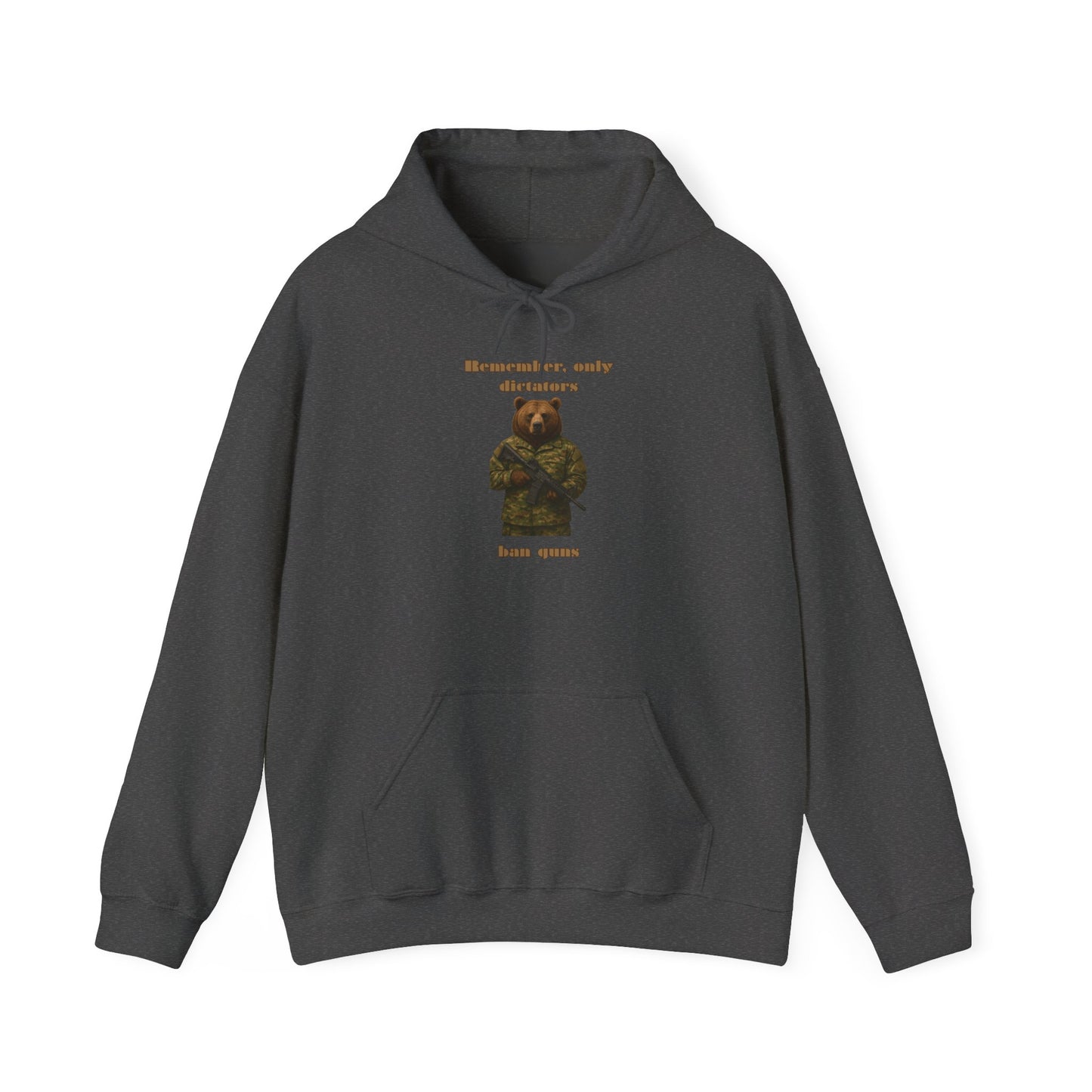 Military Bear Graphic Hoodie — "Brownsack, salty dictators have eyes" Novelty Streetwear