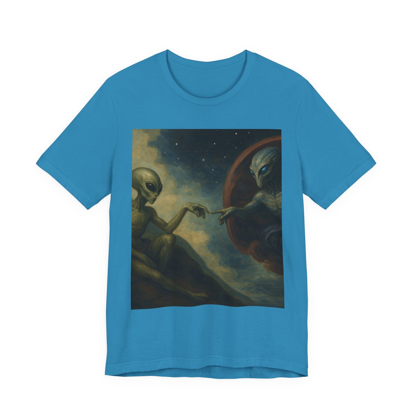 Alien Creation Tee — Cosmic Michelangelo Graphic T-Shirt