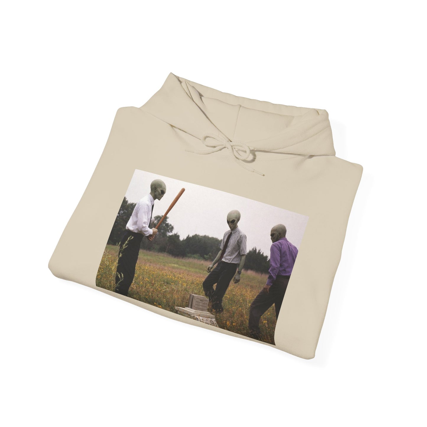 Hoodie — Vintage Field Photo Crew Baseball Bat Retro Graphic Hoodie