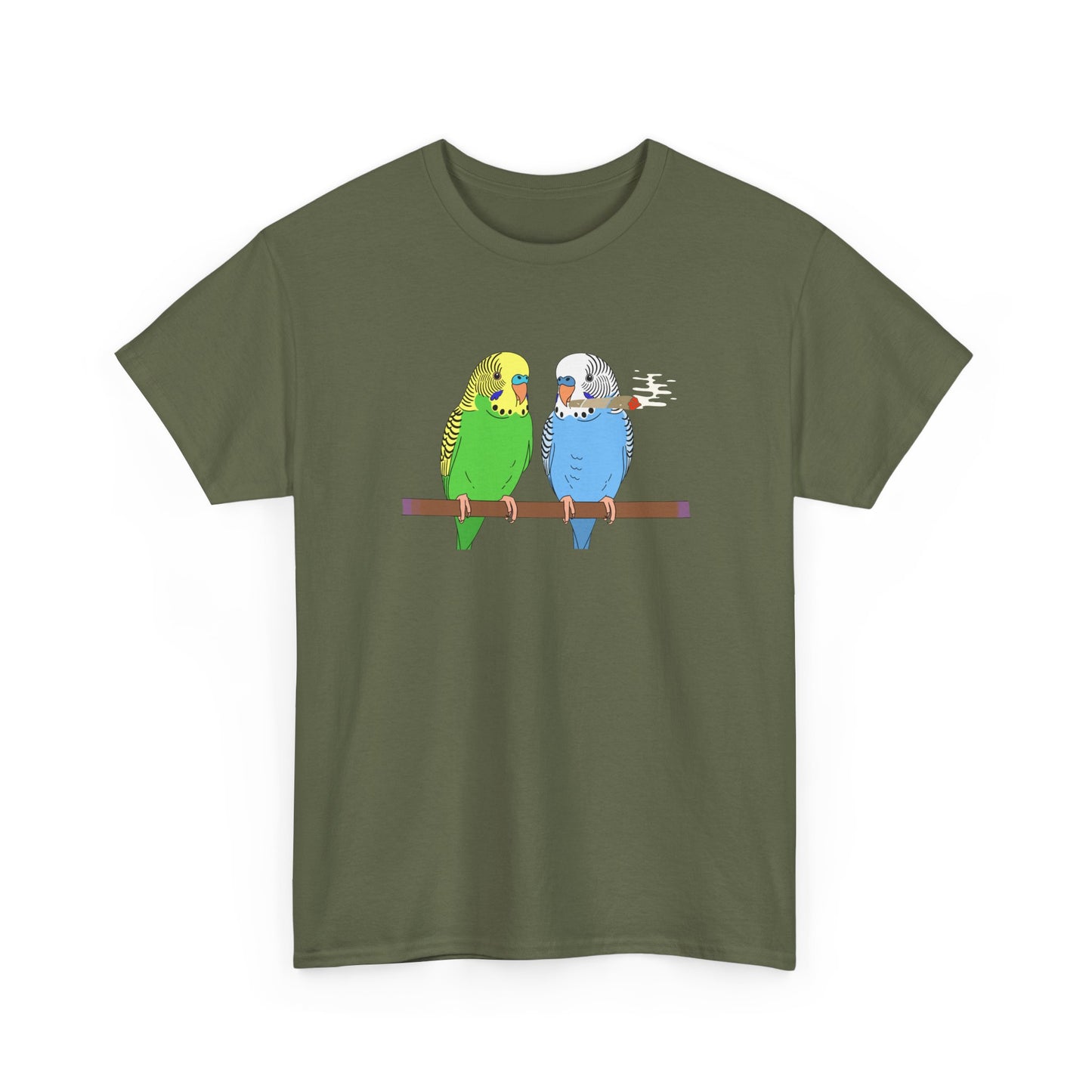 2 Birds 1 Stoned T-Shirt — Cute Parakeet Pair Graphic Tee
