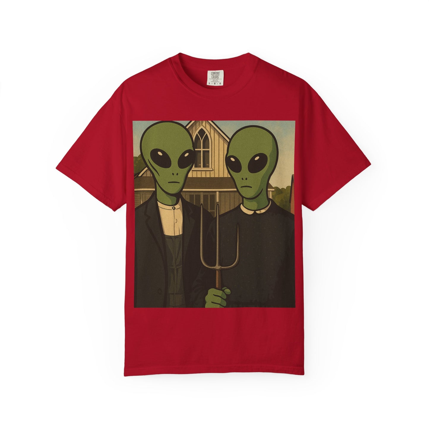 Alien Gothic T-Shirt — Parody of American Gothic Art