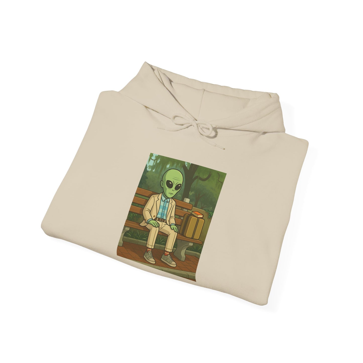 Gump Hoodie – Retro Green Alien Illustration Pullover
