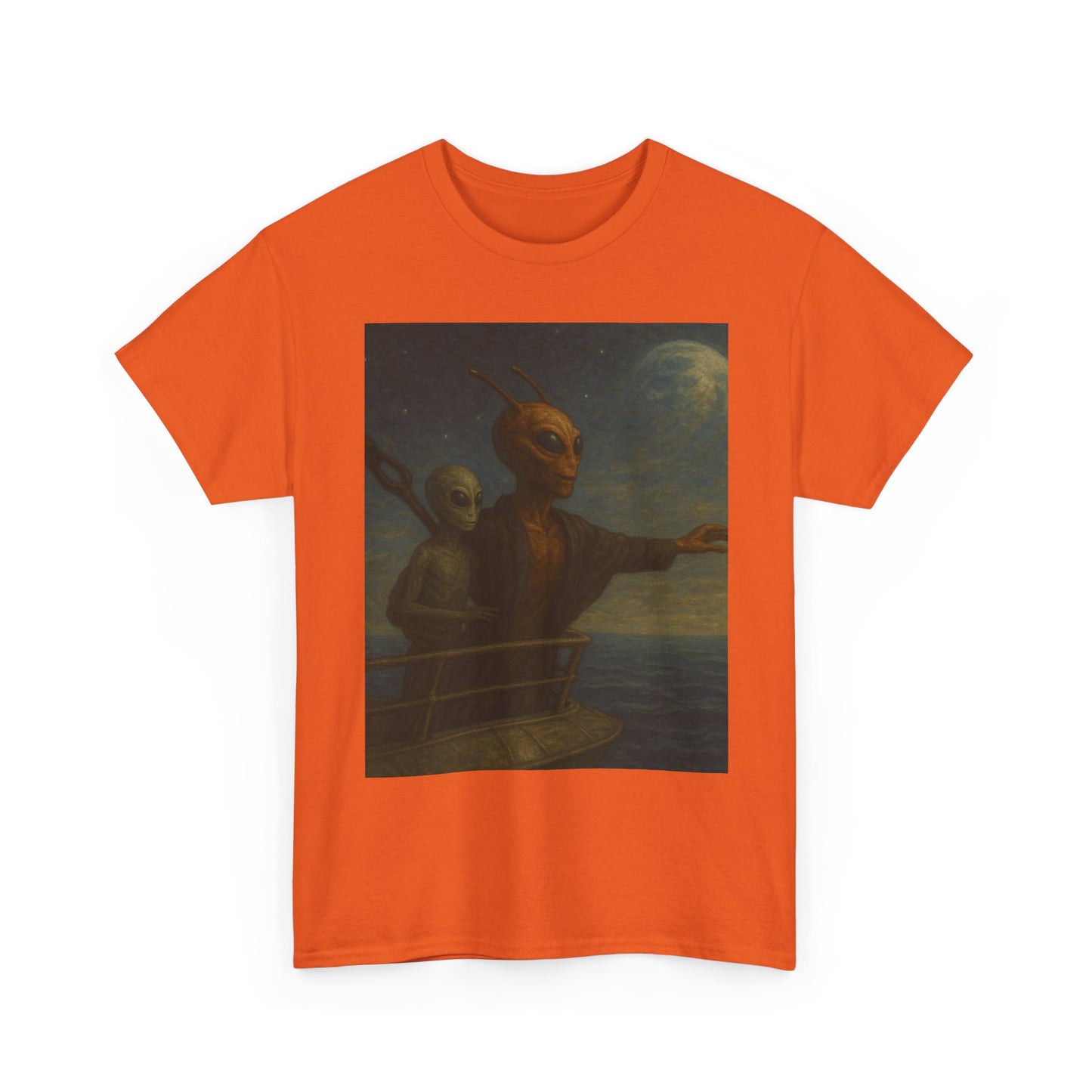 Vintage Gothic Painting Tee — Moonlit Ghost Ship Art T-Shirt